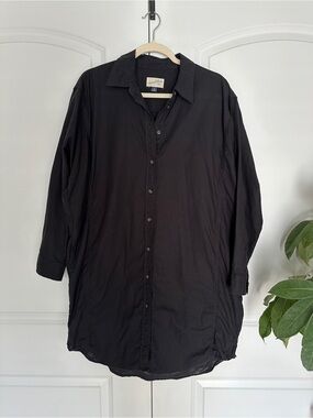 Universal Thread Oversized Black Button Shirt Cotton Linen Blend Dress